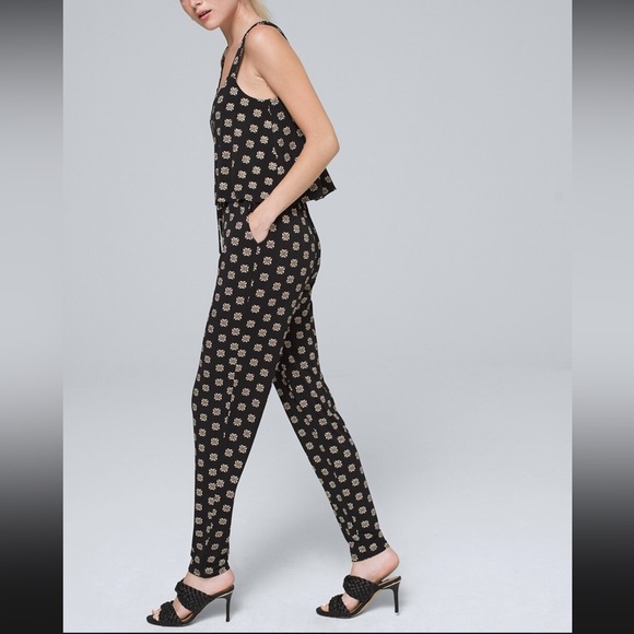 NWOT🌛 WHBM Matte Jersey Metallic Print Jumpsuit Size SP - Picture 3 of 6